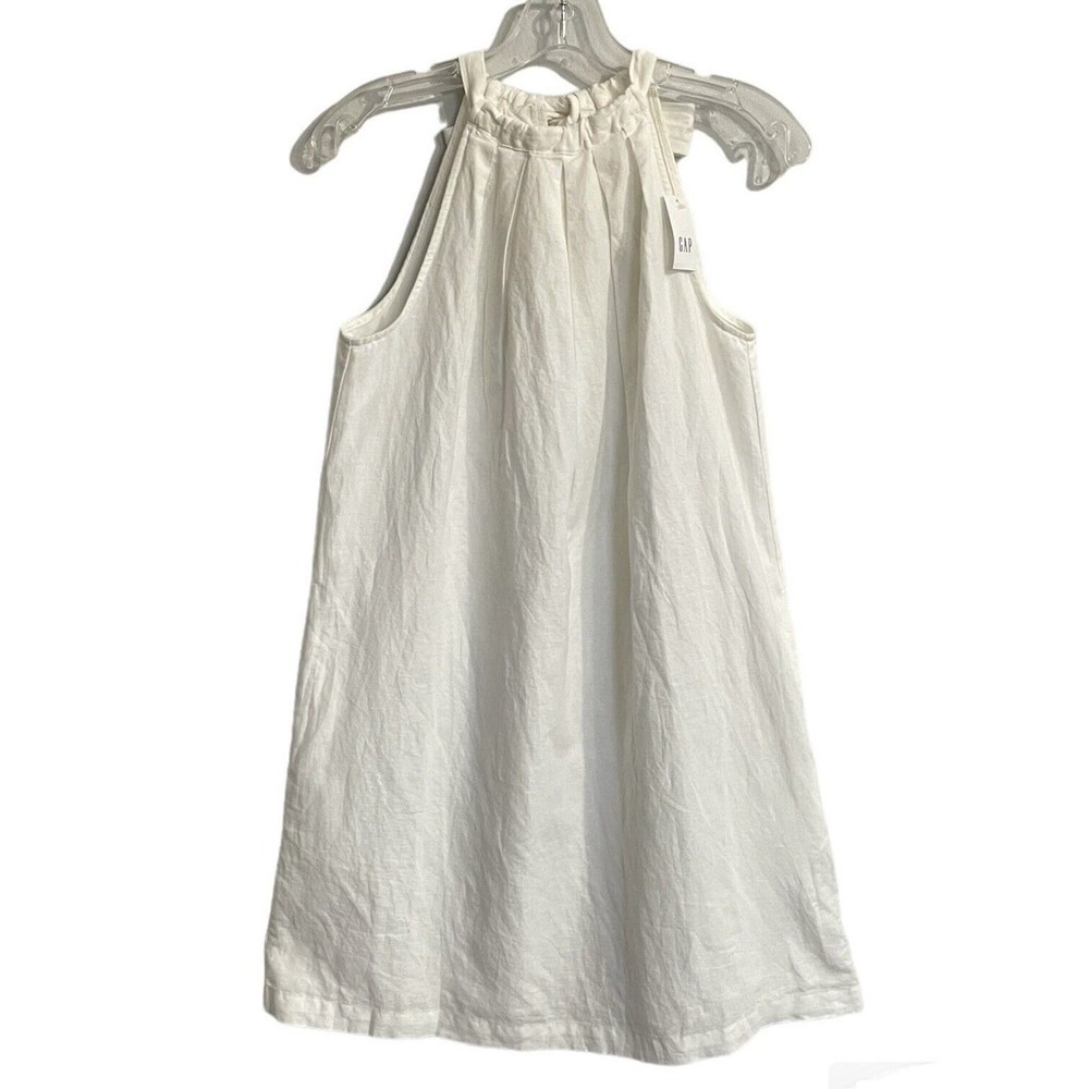 GAP Tie Back Halter Dress White Sz 6 NWT Pockets Sheath Mini Casual 100%… - Picture 3 of 12